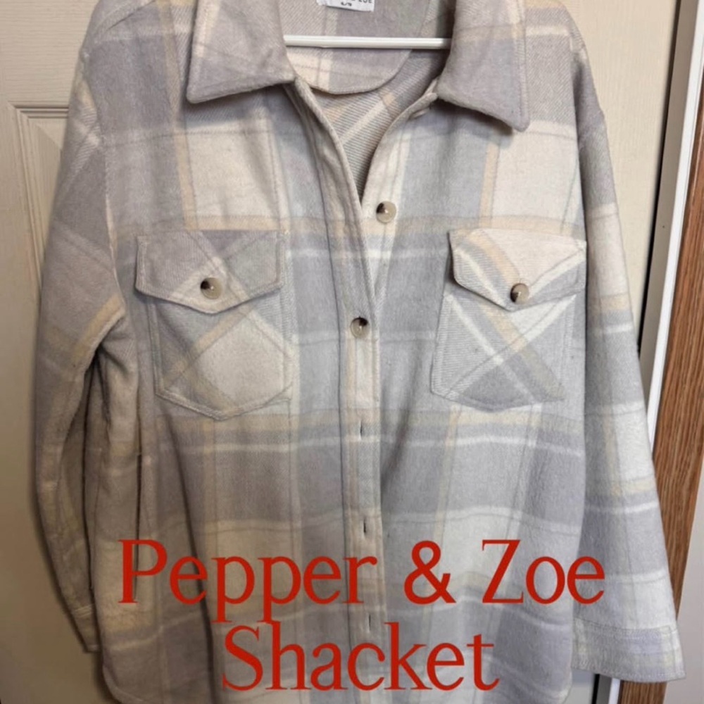 Women's Gray Plaid Shacket